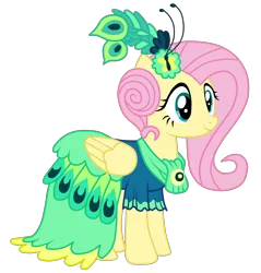 Size: 5000x5236 | Tagged: absurd resolution, artist:mixiepie, clothes, derpibooru import, dress, fluttershy, gala dress, make new friends but keep discord, safe, simple background, solo, transparent background, vector