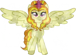 Size: 6180x4500 | Tagged: safe, artist:mixiepie, derpibooru import, adagio dazzle, ponified, alicorn, pony, absurd resolution, adagicorn, crystal alicorn, crystallized, glowing horn, looking at you, magic, simple background, smiling, solo, spread wings, transparent background, vector, xk-class end-of-the-world scenario