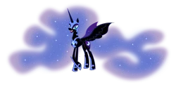 Size: 8153x3946 | Tagged: absurd resolution, artist:michdruch, derpibooru import, nightmare moon, safe, simple background, solo, spread wings, transparent background