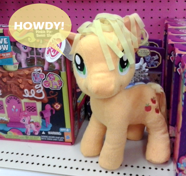 Size: 628x595 | Tagged: applejack, caption, derpibooru import, funrise, irl, photo, photographer:drpain, pinkie pie, plushie, princess luna, safe, toy