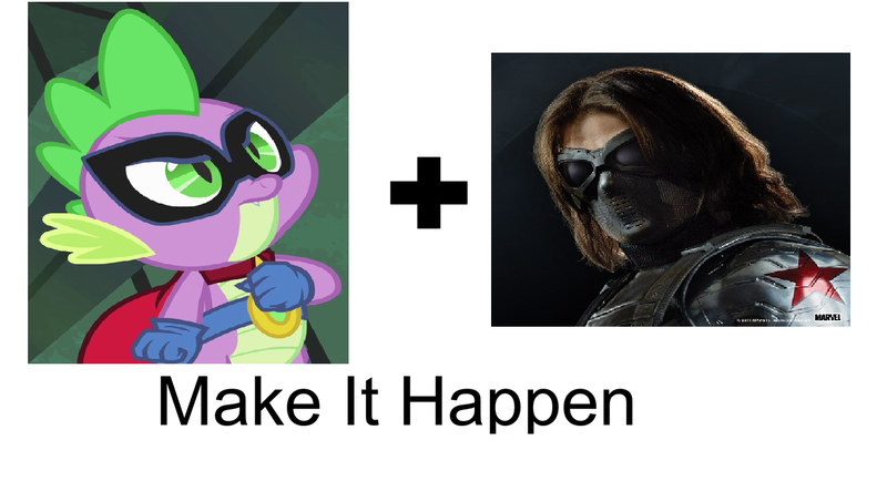 Size: 1432x776 | Tagged: artist needed, safe, derpibooru import, humdrum, spike, exploitable meme, make it happen, meme, winter soldier