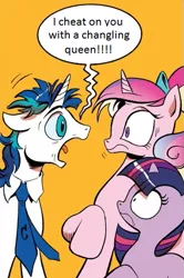 Size: 365x549 | Tagged: cheater, derpibooru import, exploitable meme, meme, misspelling, princess cadance, safe, screaming armor, spoiler:comic, text, twilight sparkle