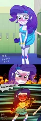 Size: 1598x4701 | Tagged: suggestive, artist:sumin6301, derpibooru import, rarity, equestria girls, angry, assisted exposure, begone thot, bitch slap, blue eyes, blushing, clothes, comic, dress, dress lift, embarrassed, embarrassed underwear exposure, fall formal outfits, female, fire, offscreen character, pervert, red eyes, skirt, skirt flip, skirt lift, slap, this will end in tears and/or death