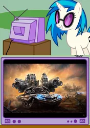 Size: 564x800 | Tagged: bass cannon, derpibooru import, exploitable meme, meme, obligatory pony, safe, speakers, tv meme, vinyl scratch