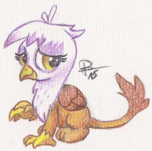 Size: 674x668 | Tagged: safe, artist:combo89, derpibooru import, gilda, gryphon, the lost treasure of griffonstone, chickub, cute, gildadorable, solo, traditional art, younger