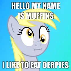 Size: 567x567 | Tagged: safe, artist:cheezedoodle96, derpibooru import, derpy hooves, pegasus, pony, :i, female, image macro, mare, meme, muffin, that one nameless background pony we all know and love, we bought two cakes