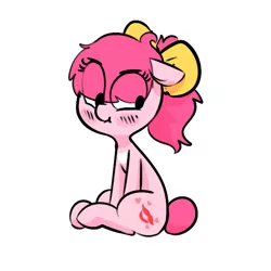 Size: 600x600 | Tagged: safe, artist:whydomenhavenipples, derpibooru import, oc, oc:sweetie smooches, unofficial characters only, pony, bow, cute, female, filly, hair bow, solo