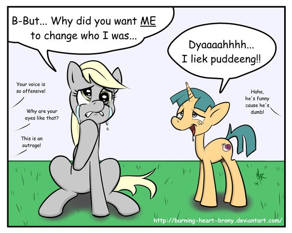 Size: 600x479 | Tagged: safe, artist:burning-heart-brony, derpibooru import, derpy hooves, snails, pegasus, pony, crying, derpygate, double standard, drama, drool, female, hypocrisy, mare, oh boy here we go, old drama