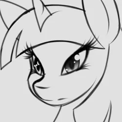 Size: 2000x2000 | Tagged: artist:silverfox057, derpibooru import, frown, glare, monochrome, safe, solo, twilight sparkle