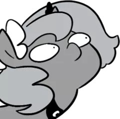Size: 250x249 | Tagged: artist:egophiliac, derpibooru import, filly, flower, flower in hair, grayscale, i see what you did there, monochrome, moonflower, moonstuck, princess luna, reaction image, safe, simple background, solo, woona, woonoggles