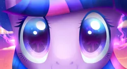 Size: 900x493 | Tagged: safe, artist:nekiw, derpibooru import, part of a set, twilight sparkle, pony, unicorn, c:, close-up, colored eyelashes, colored pupils, cute, cutie mark, eyes, looking at you, smiling, solo, wingding eyes