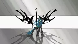 Size: 1366x768 | Tagged: artist:alexiy777, artist:daughterdragon, artist:emkay-mlp, changeling hive, derpibooru import, emblem, logo, looking at you, queen chrysalis, reflection, safe, vector, wallpaper