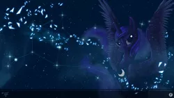 Size: 3840x2160 | Tagged: artist:iithunderboltii, artist:zilvart, collaboration, constellation, derpibooru import, princess luna, safe, solo, space, wallpaper