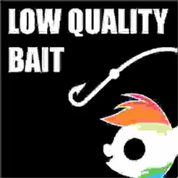 Size: 546x546 | Tagged: safe, derpibooru import, rainbow dash, bait, low quality bait, meme, needs more jpeg, reaction image, this is bait