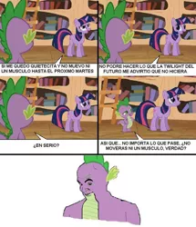 Size: 735x856 | Tagged: comic strip, derpibooru import, if you know what i mean, meme, safe, spanish, spike, twilight sparkle