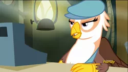 Size: 1920x1080 | Tagged: safe, derpibooru import, screencap, gimme moore, gryphon, the lost treasure of griffonstone, cash register, discovery family logo, hat, lantern, newsboy hat