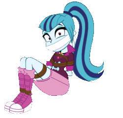Size: 620x593 | Tagged: suggestive, artist:radiantrealm, derpibooru import, sonata dusk, equestria girls, rainbow rocks, animated, blinking, bondage, cloth gag, eyes closed, female, gag, jackpot, looking at you, ponytail, rope, rope bondage, scared, show accurate, show accurate porn, simple background, sitting, solo, solo female, sonatabuse, struggling, tied up, transparent background, wide eyes
