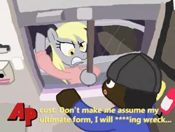 Size: 800x600 | Tagged: safe, artist:shutterflye, derpibooru import, derpy hooves, pegasus, pony, angry, censored dialogue, drive thru, female, mare, parody, subtitles, youtube link