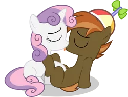 Size: 2972x2247 | Tagged: artist:shutterflyeqd, button mash, dead source, derpibooru import, female, foalcon, kissing, male, shipping, show accurate, simple background, sloppy kissing, straight, suggestive, sweetie belle, sweetiemash, transparent background, vector