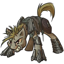 Size: 800x800 | Tagged: safe, artist:kalemon, derpibooru import, oc, oc:bowel grinder, unofficial characters only, earth pony, pony, fallout equestria, armor, filth, raider, solo