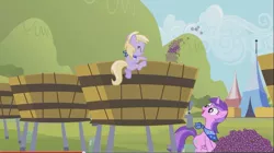 Size: 1281x717 | Tagged: amethyst star, derpibooru import, dinky hooves, safe, screencap, sisterhooves social