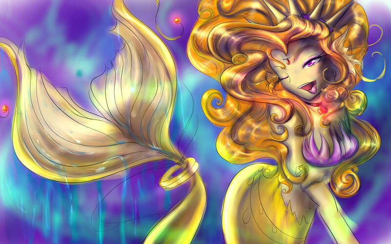 Size: 2560x1600 | Tagged: suggestive, artist:astroboygf, derpibooru import, adagio dazzle, mermaid, siren, equestria girls, belly button, female, mermaidized, sexy, solo, solo female, wink