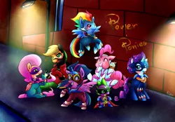 Size: 800x558 | Tagged: alicorn, applejack, artist:phyllismi, derpibooru import, fili-second, fluttershy, humdrum, mane seven, mane six, masked matter-horn, mistress marevelous, pinkie pie, power ponies, power ponies (episode), radiance, rainbow dash, rarity, saddle rager, safe, spike, twilight sparkle, twilight sparkle (alicorn), zapp