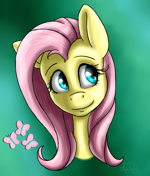 Size: 2565x3000 | Tagged: artist:artyjoyful, derpibooru import, fluttershy, portrait, safe, smiling, solo