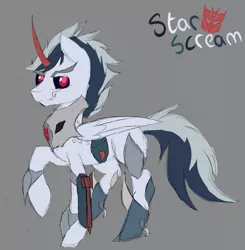 Size: 885x903 | Tagged: safe, artist:snugglescreen, derpibooru import, ponified, starscream, transformers, transformers prime