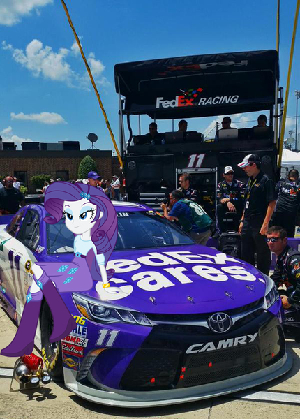 Size: 600x838 | Tagged: safe, derpibooru import, rarity, equestria girls, car, denny hamlin, equestria girls in real life, nascar, photo, race track, racecar, racing, toyota, toyota camry