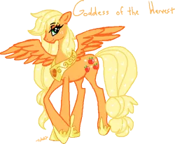 Size: 670x552 | Tagged: artist needed, safe, derpibooru import, applejack, alicorn, pegasus, pony, /mlp/, alicornified, applecorn, harvest goddess, race swap, sparkles