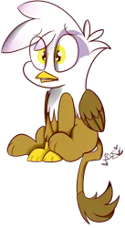 Size: 814x1486 | Tagged: safe, artist:befishproductions, derpibooru import, gilda, gryphon, the lost treasure of griffonstone, cute, gildadorable, signature, simple background, solo, transparent background