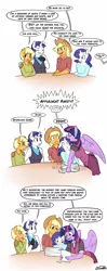 Size: 670x1700 | Tagged: safe, artist:siden, derpibooru import, applejack, rarity, twilight sparkle, twilight sparkle (alicorn), oc, oc:ivory, oc:sparkling cider, anthro, comic, female, lesbian, rarijack, shipping, ultimare universe