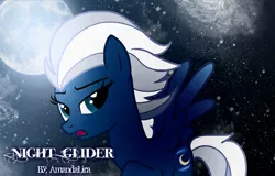 Size: 1210x776 | Tagged: safe, artist:amandalira, artist:beanbases, derpibooru import, night glider, pegasus, pony, bedroom eyes, galaxy, moon, pixelly, space, vector, wallpaper