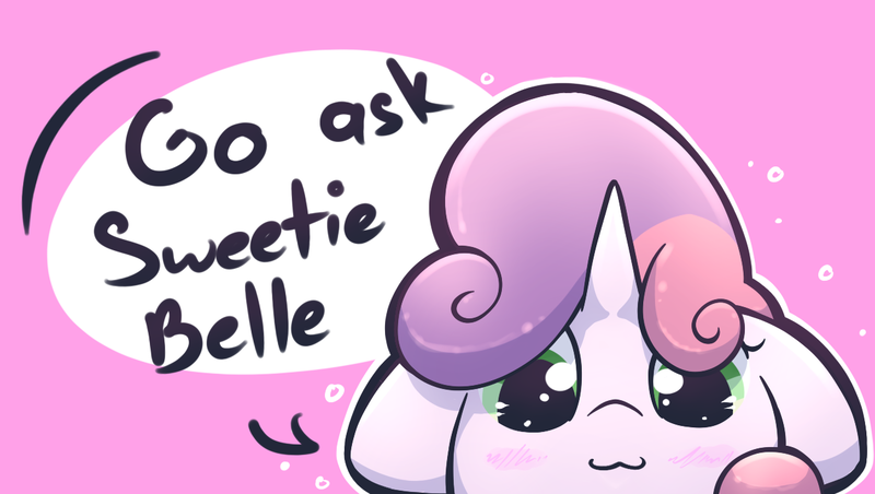 Size: 1250x706 | Tagged: safe, artist:spikedmauler, derpibooru import, sweetie belle, :3, cute, diasweetes, go ask sweetie belle, solo