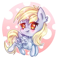 Size: 573x584 | Tagged: dead source, safe, artist:inky-pinkie, derpibooru import, derpy hooves, pegasus, pony, blushing, chibi, female, mare, smiling, solo