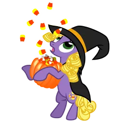 Size: 3000x3000 | Tagged: safe, artist:sunley, derpibooru import, abra-ca-dabra, earth pony, pony, candy, candy corn, cape, clothes, female, food, g3, g3 to g4, g4, generation leap, halloween, hat, mare, simple background, solo, transparent background, vector, witch hat