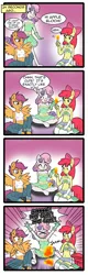 Size: 1122x3496 | Tagged: 4koma, anthro, apple bloom, apple bloomers, armpits, artist:anibaruthecat, assisted exposure, bandeau, belly button, clothes, comic, comic:fetish escalation, cutie mark crusaders, derpibooru import, dress, fire, japanese, midriff, oh crap, pyro belle, safe, scootaloo, sweetie belle, this will end in incineration, this will end in pain, this will end in tears and/or death, this will not end well, underhoof, unguligrade anthro