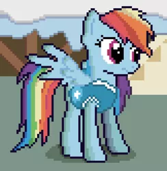 Size: 810x830 | Tagged: safe, derpibooru import, rainbow dash, pegasus, pony, winter wrap up, clothes, female, mare, pixel art, solo, spread wings, vest, weather team, wings, winter wrap up vest