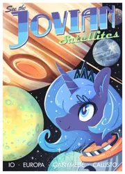 Size: 924x1280 | Tagged: safe, artist:jopiter, derpibooru import, princess luna, alicorn, pony, astronaut, callisto, europa, female, ganymede, great red spot, io, jupiter, mare, s1 luna, smiling, solo, spacesuit