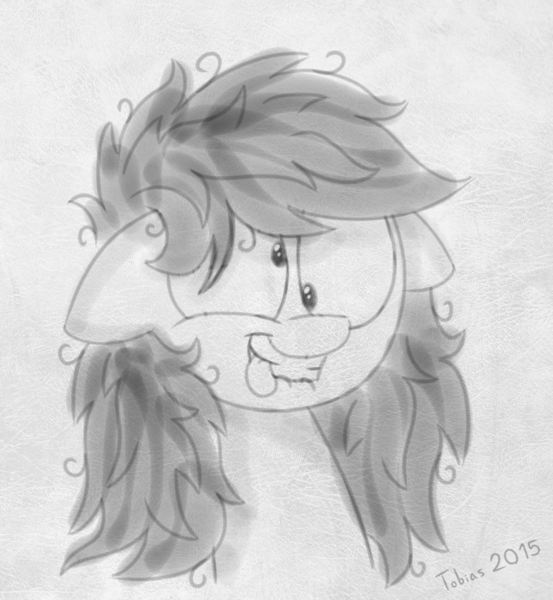 Size: 804x872 | Tagged: safe, artist:fakskis, derpibooru import, oc, oc:pencil draft, unofficial characters only, derp, grayscale, monochrome, ponysona