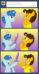 Size: 568x1072 | Tagged: safe, artist:crazynutbob, derpibooru import, cheese sandwich, party favor, pony, ask, balloon, balloon swords, male, stallion, tumblr