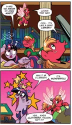 Size: 384x667 | Tagged: safe, artist:brendahickey, derpibooru import, idw, big macintosh, twilight sparkle, twilight sparkle (alicorn), alicorn, pony, spoiler:comic, spoiler:comicff17, circling stars, comic, dizzy, female, male, mare, official comic, speech bubble, stallion, starry eyes, swirly eyes, wingding eyes