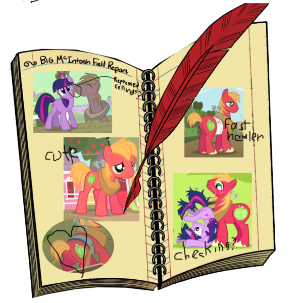 Size: 765x768 | Tagged: suggestive, artist:brendahickey, derpibooru import, edit, idw, big macintosh, twilight sparkle, earth pony, pony, big macindog, comic, male, plot, shipping, stallion, straight, text edit, twilight's field report, twimac