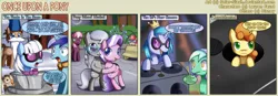 Size: 1400x489 | Tagged: safe, artist:solar-slash, derpibooru import, carrot top, cheerilee, diamond tiara, doctor whooves, golden harvest, lyra heartstrings, minuette, owlowiscious, photo finish, silver spoon, time turner, twist, vinyl scratch, pony, artifact, comic, disney, enchanted, high school musical, male, parody, stallion, the emperor's new groove, the sword in the stone