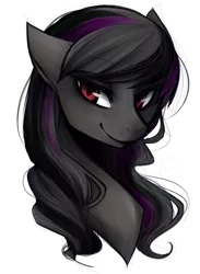 Size: 766x1044 | Tagged: safe, artist:mscootaloo, derpibooru import, oc, oc:mishadash, unofficial characters only, bust, gray mane, highlights, red eyes, solo