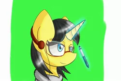 Size: 3000x2000 | Tagged: artist:blairchan231, derpibooru import, glasses, headphones, oc, safe, solo, stylus, tablet pen, unofficial characters only