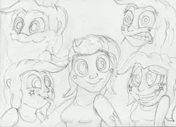 Size: 3503x2543 | Tagged: artist:megaanimationfan, derpibooru import, expressions, human, humanized, monochrome, pinkie pie, safe, sketch, traditional art