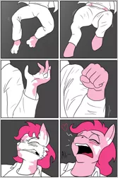 Size: 854x1280 | Tagged: anthro, aroused, artist:clock-face, assimilation, blushing, clone, clones, comic, comic:pinkie sense, comic:pink interlude, derpibooru import, muscle expansion, muscles, pinkie pie, pinkie pump, safe, transformation, twinning
