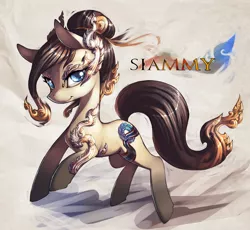 Size: 1400x1289 | Tagged: safe, artist:xennos, derpibooru import, oc, oc:siammy, unofficial characters only, earth pony, pony, female, looking at you, mare, nation ponies, smiling, solo, tattoo, thailand